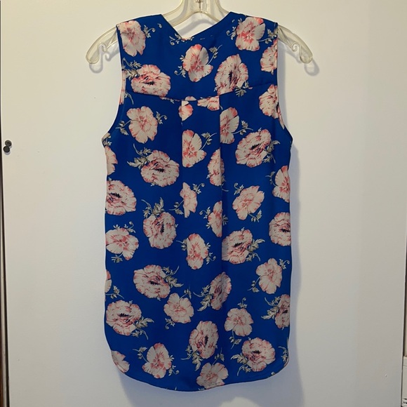 Daniel Rainn Navy Blue with Pink Floral Sleeveless Blouse Size Small Stitch Fix - Picture 4 of 4